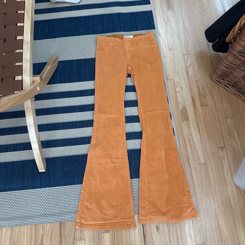 Women's Orange Corduroy Flared Jeans